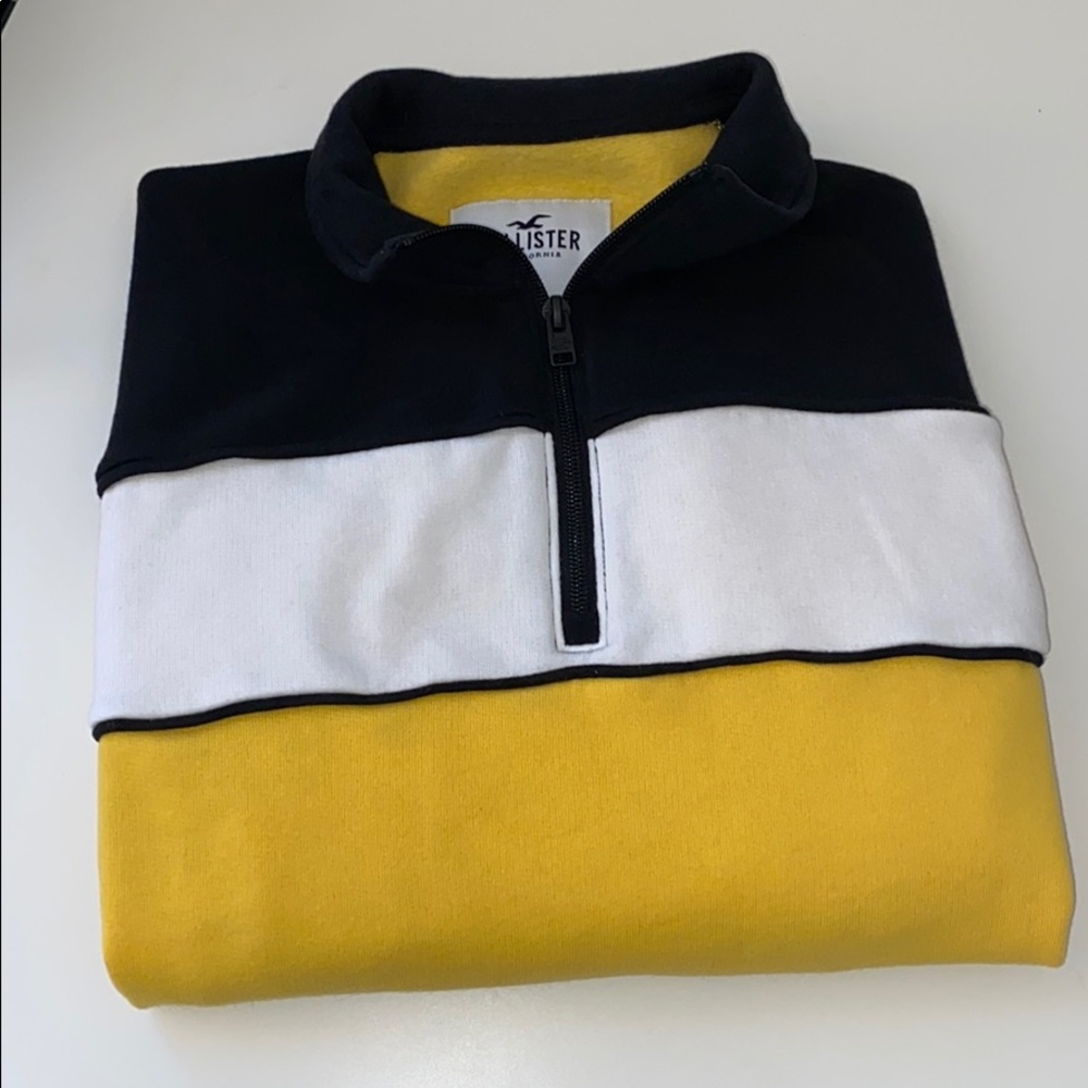 hollister black and yellow colorblock jacket